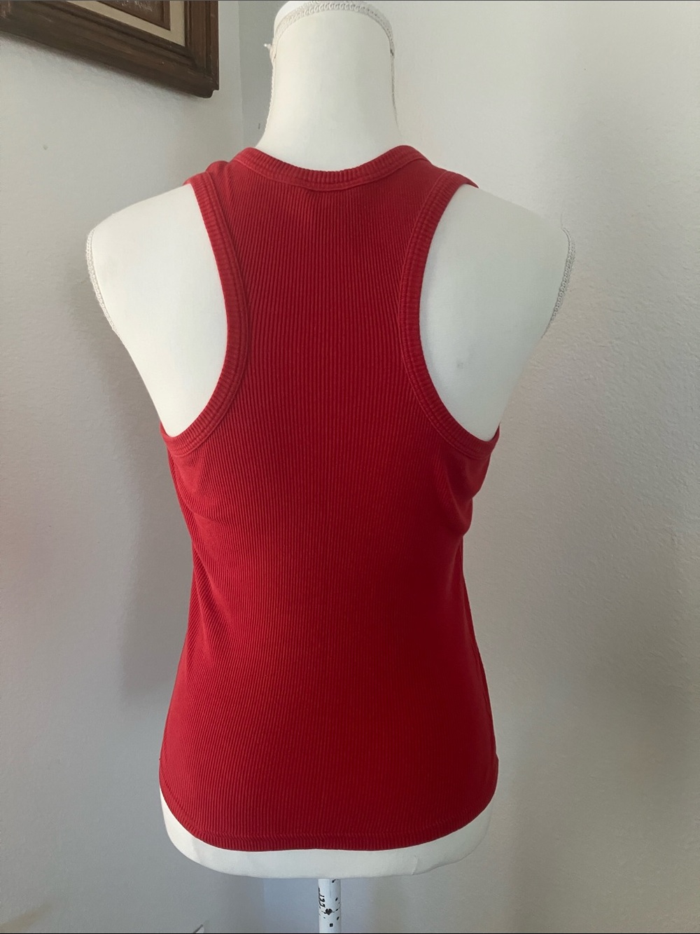Y2k Guess Red Ribbed Tank with Crystal Script Logo - Picture 2 of 9